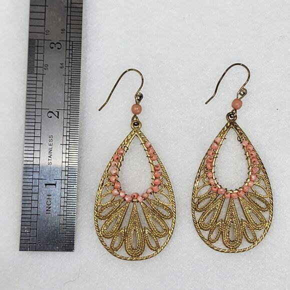 Gold Teardrop Boho Earrings - Picture 4 of 4